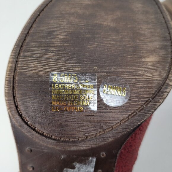 Lucky Brand Women's Size 8.5 Ankle Boots Red Suede Leather Oppus - Picture 9 of 10